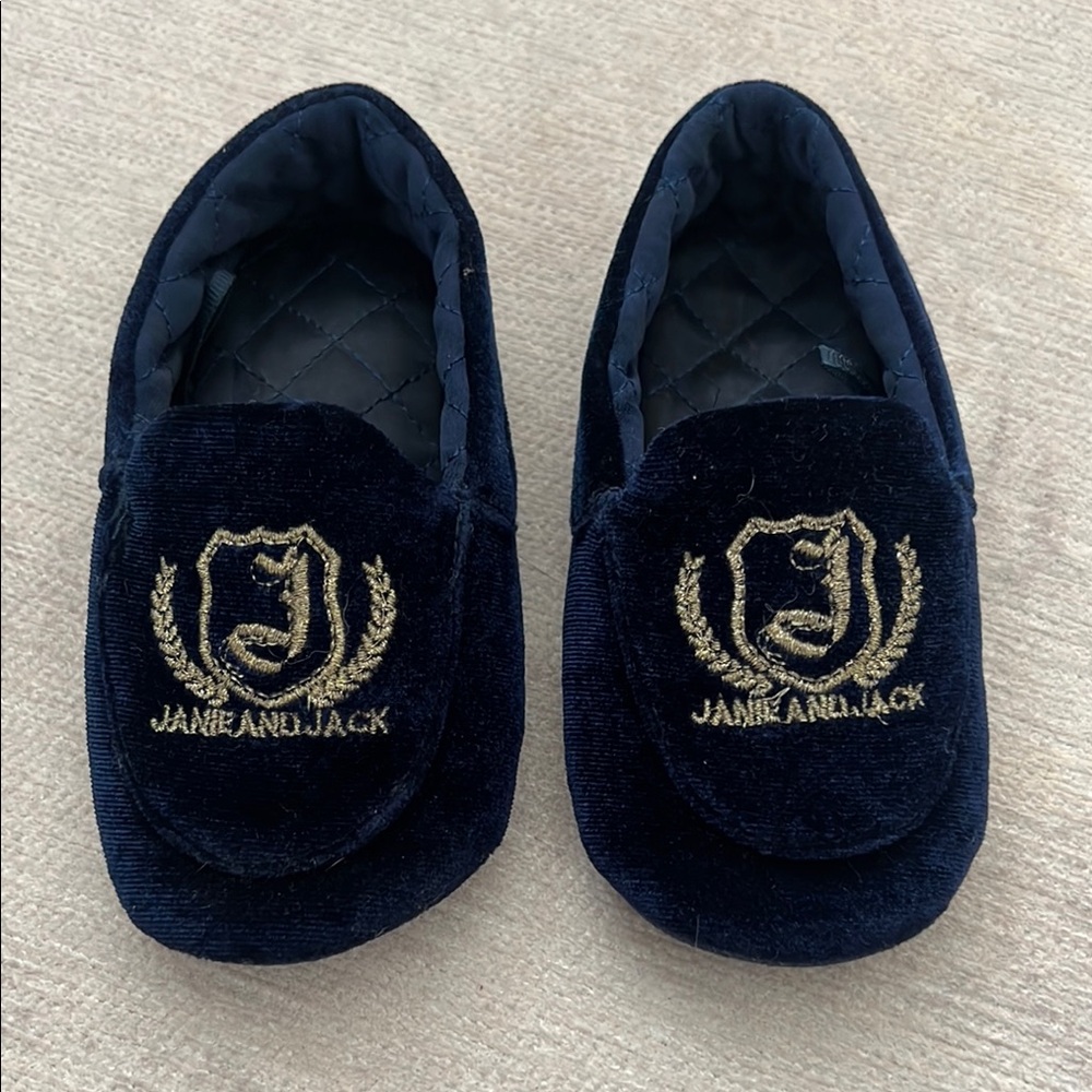 Janie and Jack Navy Baby Moccasins/slippers